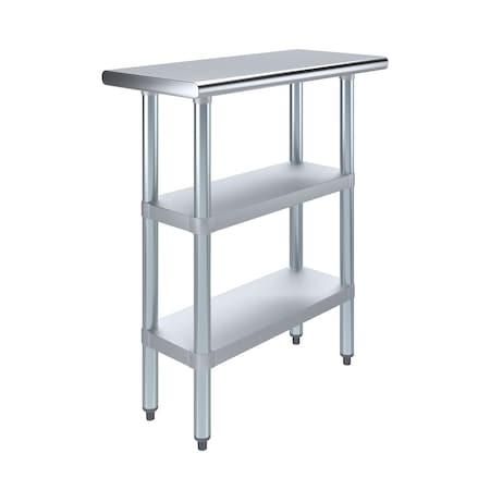 Amgood 14 in. x 30 in. Stainless Steel Table With Two Undershelves AMG WT-1430-2SH
